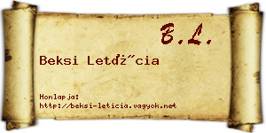Beksi Letícia névjegykártya